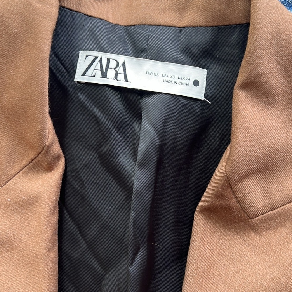 Zara Brown Tan Double Breasted Oversized 90s minimalist Blazer - Picture 12 of 13